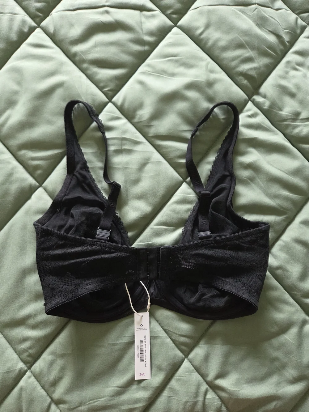 Adore Me Black Lace Underwire Bra with Sheer Cups